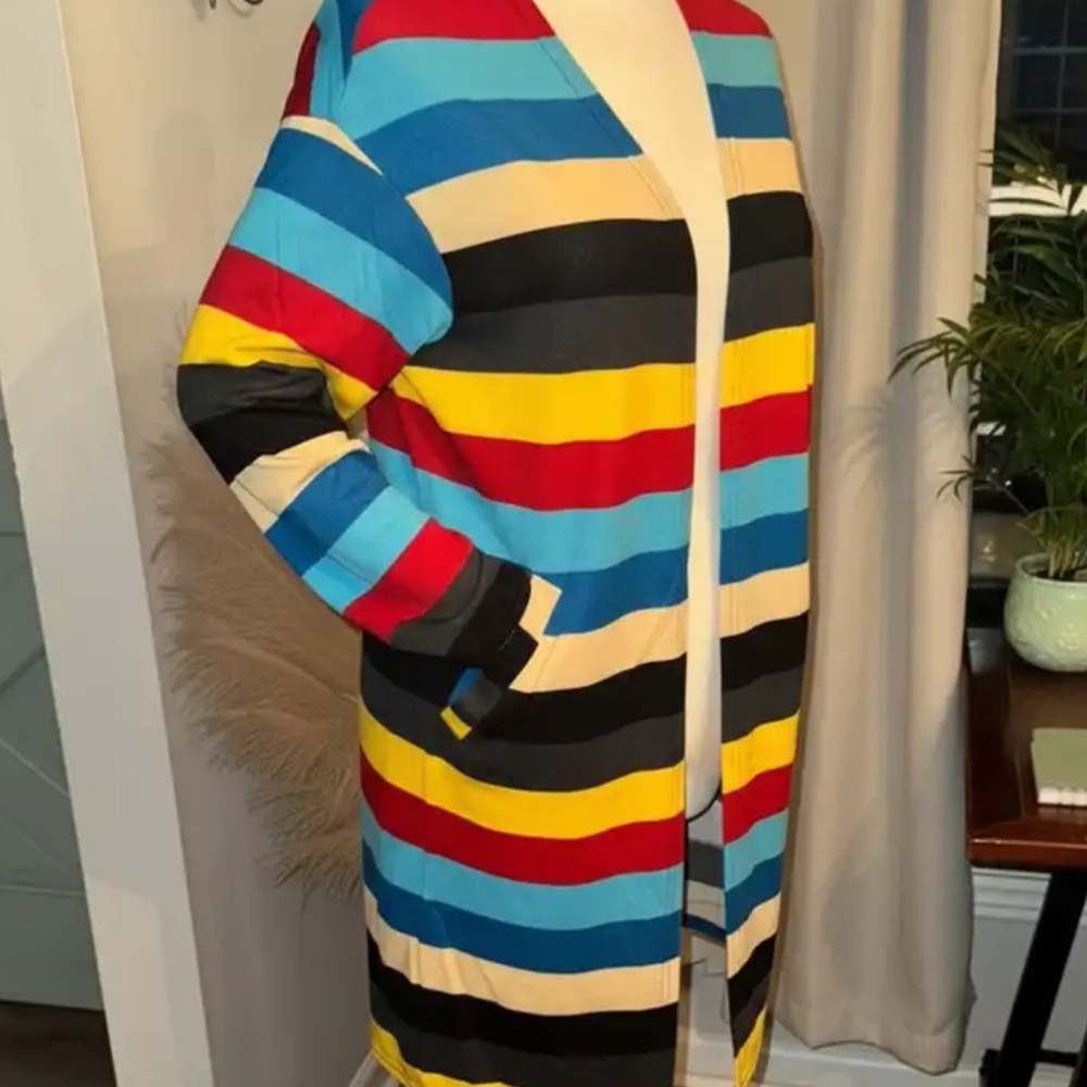 Colorful Striped Open Cardigan